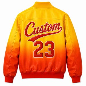 PU Leather Winter Fashion Streetwear Factory Direct Men's Letterman <b>Jacket</b> Premium Custom Logo Front Wholesale Supplier - Product Image 2