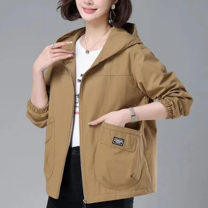 2023 nueva chaqueta de otoño para mujer, cortavientos informal de manga larga, chaqueta Bomber con cremallera y bolsillo con capucha para mujer, prendas de vestir exteriores para mujer- - Product Image 2