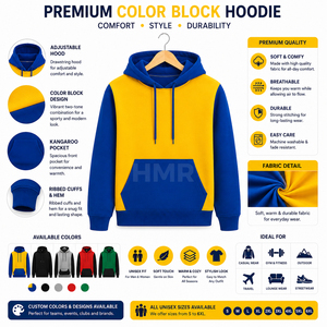 HMR Sorority Sisterhood – Pull en molleton tricoté bleu et jaune à manches longues avec poches, coupe classique, pour l'automne - Product Image 6