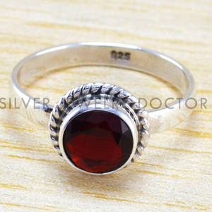 925 Sterling <b>Silver</b> Round Cut <b>Garnet</b> Gemstone Statement <b>Ring</b> for Women Handmade Boho Jewelry <b>Garnet</b> <b>Ring</b> For Daily Wear & Gifts - Product Image 2