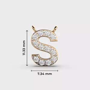 S Letter Luxury Hiphop Moissanite Pendant 925 Silver Rhodium Plated Unisex Charm Round Brilliant Jewelry for Party - Product Image 1