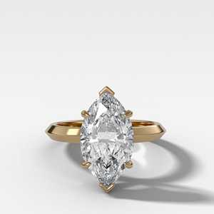 Bagues de fiançailles solitaires en diamant taille marquise 2 carats, en or massif 10K 14K 18K, avec bordure à lame et sertissage bas, pour demande en mariage et mariage de luxe - Product Image 1