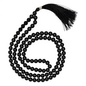 Collier Mala classique en onyx noir à 108 perles avec pompon, perles de prière religieuses pour l'islam, la méditation, le yoga, collier perlé unisexe - Product Image 3
