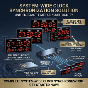 Affichage du temps sur réseau électronique industriel, synchronisation NTP, logiciel SCADA de contrôle à distance écologique |   Afficheur LED à 14 chiffres - Product Image 1