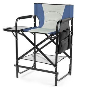 Chaise de Réalisateur Pliante de 26 Pouces de Haut avec Repose-Pieds, Chaise de Camping Portable à Hauteur de Bar avec Porte-Gobelet et Table Latérale de Rangement - Product Image 2
