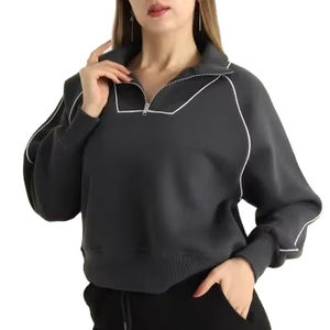 Sweat-shirt tricoté imprimé pour femme, coupe ample, col rond, manches longues, haut décontracté avec poches - Product Image 1