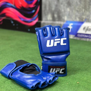 High Quality Best Breathable Eco-Friendly UFC Official MMA Gloves Half Finger Leather <b>Velcro</b> Closure Blue for Martial Arts Adult - Product Image 5