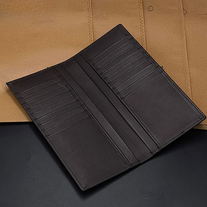 Dark <b>Brown</b> Leather <b>Wallet</b> Men Long Checkbook Cover Travel Organizer Passport Sleeve Cash Slot Ultra Thin Multi Card Holder Case - Product Image 2