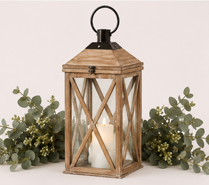 Farol de Madera de Diseño Moderno con Parte Superior de Metal, Portavelas Rústico Antiguo para Decoración del Hogar a Precio Económico - Product Image 4