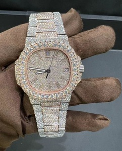 นาฬิกาข้อมือ Shreeji Jewels รุ่นหรูหรา สองสี หน้าปัดประดับเพชร VVS Moissanite ระบบอัตโนมัติ GPS คุณภาพสูง สายสแตนเลส สตีล แสดงผลแบบอนาล็อก กันน้ำ 3BAR สำหรับทั้งชายและหญิง - Product Image 5