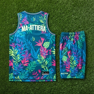 Conjunto de Camiseta y Pantalones Cortos de Baloncesto con Estampado Floral Tropical Personalizado para Hombre, Ropa Deportiva, Uniforme de Equipo, Ropa Deportiva al por Mayor, Personalización Directa - Product Image 5