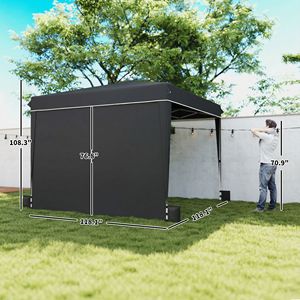 10 X 10 ft Black Pop up <b>Canopy</b> <b>Tent</b> with Sidewalls UPF50+ Outdoor Portable Instant Shelter with Carry Bag - Product Image 3