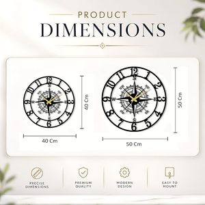 Reloj de Pared Moderno de Metal con Diseño de Naturaleza Muerta, Elegante Movimiento de Cuarzo Analógico para Sala de Estar, Dormitorio, Oficina, Cocina, Estilo Antiguo - Product Image 5