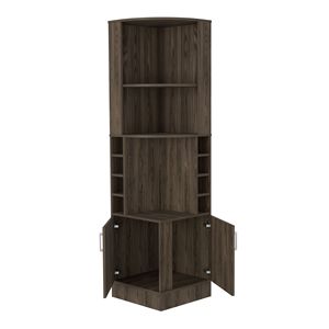 Mobile Bar Angolare in Noce Scuro con Due Ripiani Esterni - Product Image 6