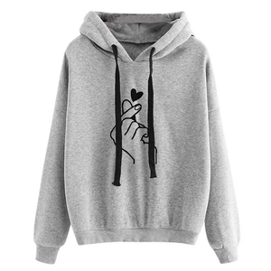 High Quality Women's Hoodie Long Sleeve Knitted <b>Sweatshirt</b> With <b>Heart</b> Hand Print Casual Autumn Wear 100% Cotton Breathable - Product Image 6