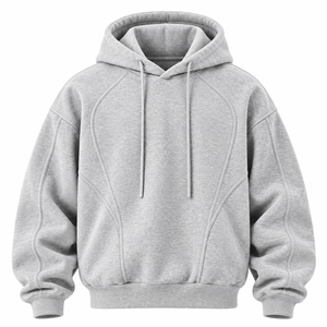 Sudadera con capucha unisex al por mayor, de manga raglán, casual, a rayas, con cordón, de felpa, 100% algodón, oversize - Product Image 6