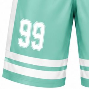 Men Mint <b>Green</b> Sublimated Ice Hockey Shorts Polyester Striped Athletic Team Sportswear Match Training Game Apparel - Product Image 6