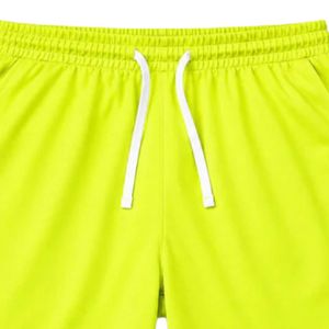 <b>Men's</b> Neon <b>Yellow</b> Quick Dry Mid Waist Drawstring Casual <b>Shorts</b> Knitted Polyester Solid Color Workout Wear Pockets 180g - Product Image 3