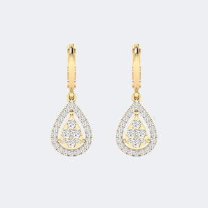 Boucles d'oreilles pendantes avec halo de diamants ronds brillants de 1,00 CTW et accents pavé sertis à griffes – Style Leverback - Product Image 1