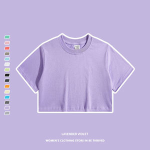 Camisetas cortas para mujer, tela de algodón suave, corte elegante para uso casual y moda de verano diaria. - Product Image 6