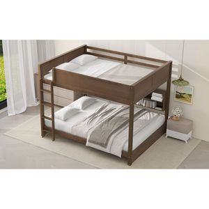 Cama litera tamaño Queen en color madera antigua con gabinetes de almacenamiento y puertos USB. Llegada estimada 10.26. Camas para niños. - Product Image 4