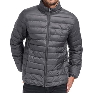 Chaqueta Acolchada Gris Oscuro para Hombre, Cuello Alto, Cierre de Cremallera, Relleno de Poliéster, Resistente al Viento, Informal, para Invierno, Corte Regular - Product Image 4