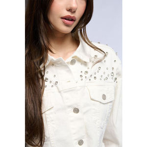 High Street Fur Collar Long Sleeve Vintage Faded Acid Washed <b>Denim</b> <b>Jacket</b> Raw Edges Slim Fit Cropped <b>Jacket</b> for Women - Product Image 4