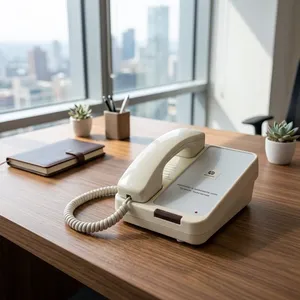 Teléfono de Escritorio de Plástico Beige con Auricular con Cable para Uso en Hoteles - Product Image 4