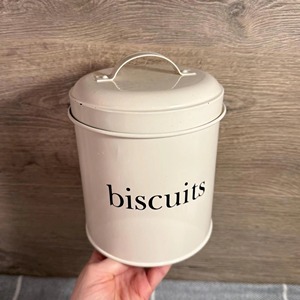 White Metal Biscuit Storage Container With Lid <b>Kitchen</b> Cookie Jar For Countertop <b>Pantry</b> Organizer Stylish Food Storage - Product Image 3