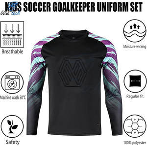 Uniforme de Portero de Fútbol Personalizado para Niños, Jersey Acolchado de Manga Larga con Estampado y Conjunto de Pantalones, Kit de Fútbol OEM - Product Image 3