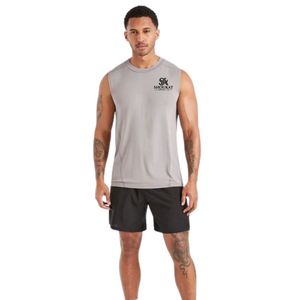 Camiseta sin mangas gris para hombre, cuello redondo, para gimnasio, entrenamiento, fitness, deportiva, informal, para correr - Product Image 3