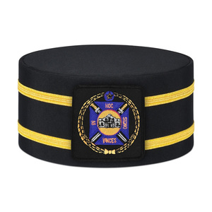 Premium Knights Templar Crown Cap Blue Embroidered Gold Bullion Regalia <b>Hat</b> With Gold Decorative <b>Bands</b> - Product Image 1