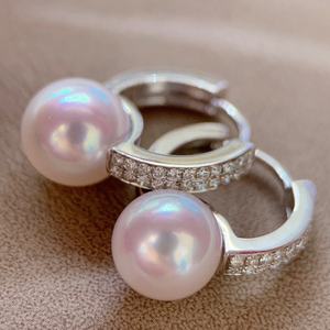 Hot Selling S925 Pure Silver Ice Queen <b>Hoop</b> <b>Earrings</b> 10-11MM Pearl Diameter <b>Fine</b> Jewelry - Product Image 1