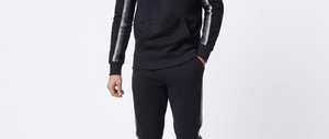 Unisex Black Solid Color Blocking Hoodie Tracksuit Full Sleeve Casual Sweatshirt Side Pockets Breathable Eco-Friendly 100% - Product Image 6