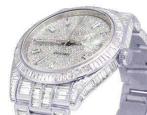 Best Offer Baguette VVS Moissanite <b>Diamond</b> On Dial White Tone Mechanical Automatic Iced Out <b>Watch</b> Hip Hop Luxury Men Fashion - Product Image 6