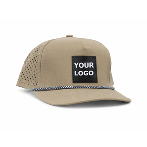 Casquettes de golf structurées à 5 panneaux, profil moyen, personnalisées, unisexes, couleur unie, patch logo avant, visière légèrement incurvée, métal, 100% polyester - Product Image 1