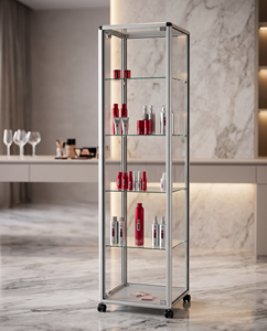 1-Tier Clear for Acrylic Freestanding Storage <b>Cabinet</b> for Elegant Organization of Cosmetics and Decorative Items - Product Image 4