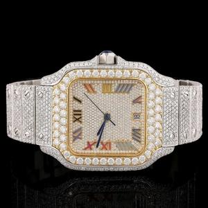 Reloj Mecánico Automático de Lujo para Hombre, 40 mm, con Diamantes Moissanite VVS, Correa de Cuero y Acero Inoxidable, Cristal de Zafiro, Gran Venta - Product Image 1