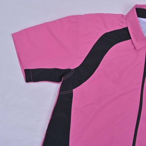 <b>Mens</b> Pink Black Color Blocking Zipper Sporty Short Sleeve Shirt <b>Jacket</b> Quick Dry Polyester <b>Summer</b> Casual Top with Custom Logo - Product Image 5