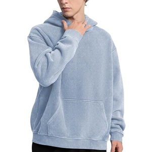 Nouveauté 2026 : Sweat à capuche oversize pour homme, coupe décontractée, en molleton épais mélangé coton, effet délavé vintage, avec logo personnalisé - Product Image 3