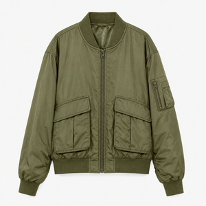 Chaqueta Bomber Negra para Mujer, Nuevo Diseño, Cuello Alto, Cierre de Cremallera, Resistente al Viento, Manga Larga, Chaqueta Corta - Product Image 5