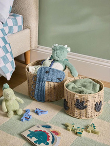 Elegant Paper Rope Dinosaur <b>Storage</b> <b>Basket</b> With Lid Natural Wicker <b>Toy</b> Organizer Kids Room Nursery Decor Handmade OEM ODM - Product Image 3