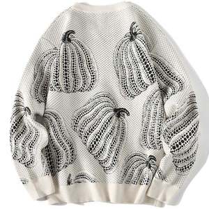 Pumpkin Pattern Knitted Pullover Crew Neck Regular Sleeve Autumn Casual Wear <b>Men</b> <b>Sweater</b> - Product Image 2