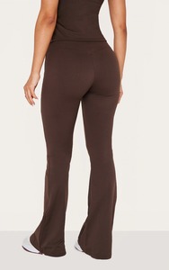 <b>Brown</b> Mid Waist Flared Leg Yoga <b>Leggings</b> Full Length Spandex/Nylon Four-Way Stretch Solid Color Anti-Odor Seamless Activewear - Product Image 2