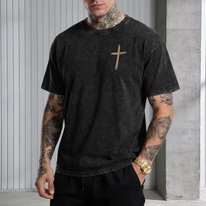 เสื้อคริสเตียนสำหรับผู้ชาย เสื้อพระเยซู เสื้อศาสนา เสื้อยืดโอเวอร์ไซส์สำหรับผู้ชาย เสื้อยืดลายกราฟิก เสื้อพระเจ้า เสื้อศรัทธา ลายย้อมสีแบบแอซิดวอช - Product Image 3