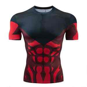 Camiseta Deportiva de Compresión para Hombre, Corte Ajustado, Cuello Redondo, Manga Corta, Transpirable, Spandex/Poliéster, Estilo Urbano, 220 Gramos, Color Sólido - Product Image 4
