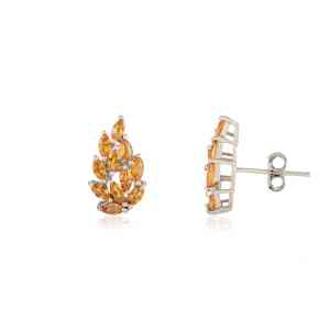 Nouvelles boucles d'oreilles en argent S925 au design exquis en forme de feuille brillante, taille marquise, pierre précieuse citrine 100% authentique, bijoux fins - Product Image 3