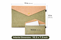 Pochette de classement écologique en jute avec fermeture boutonnée, style mode, 11x8 pouces, pour documents, réutilisable, faite à la main, pour bureau