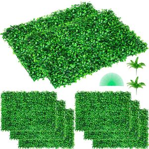 Set di 8 Pannelli di Siepe Artificiale in Bosso 24X16 4cm, Sfondo Verde per Interni - Product Image 1