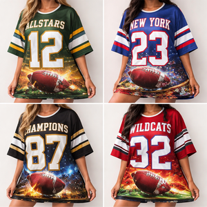 เสื้อฟุตบอลอเมริกันยูนิเซ็กซ์ ปี 2025 ไซส์ใหญ่ แขนสั้น โพลีเอสเตอร์ 100% ลายปักแบบเย็บติด - Product Image 2